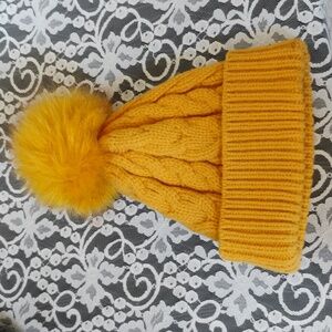 Oasis | Mustard Yellow Large Pom Knit Winter Hat